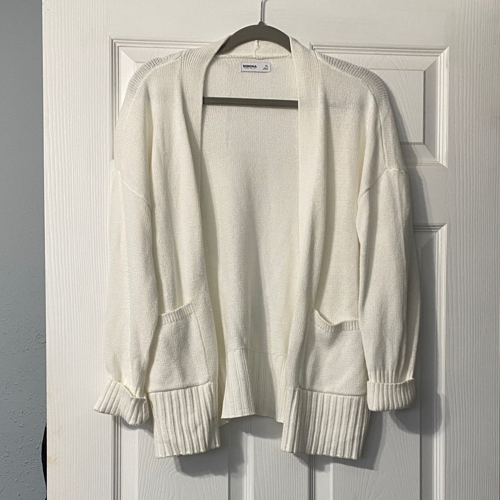 Topshop Cream Open-Front Cardigan